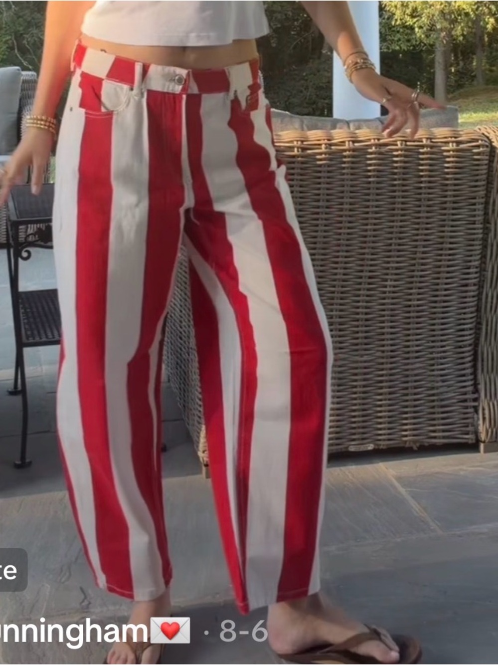 ZARA Striped Wide-Leg Pants - Red & White